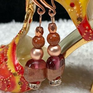 💋✨pretty murano/Italian glass and rose gold earrings